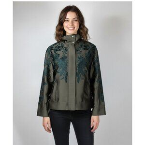 Lewit Oversize Embroidered Jacket, Olive/ Green, Womens Size Small